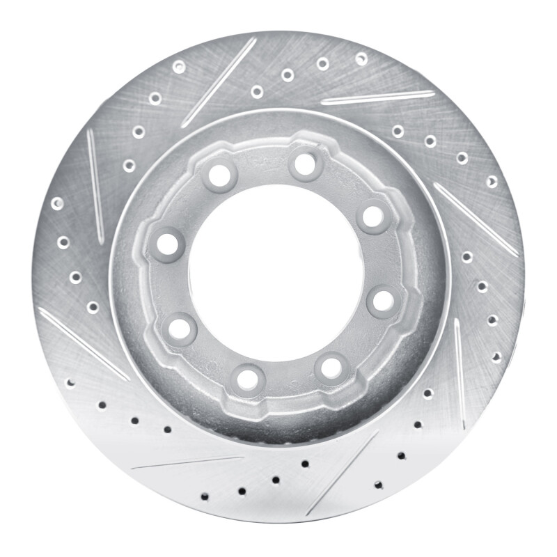 Chevrolet V30 Brake Rotor (1) - Front Right - R1 Concepts - Drilled & Slotted - Silver - `77-`00